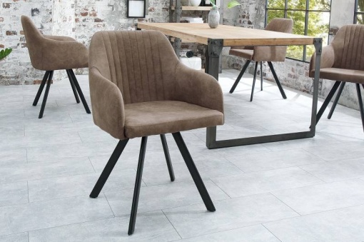 SCAUN, DESIGN VINTAGE/INDUSTRIAL, LUCCA, GRI TAUPE/NEGRU, COD 38309