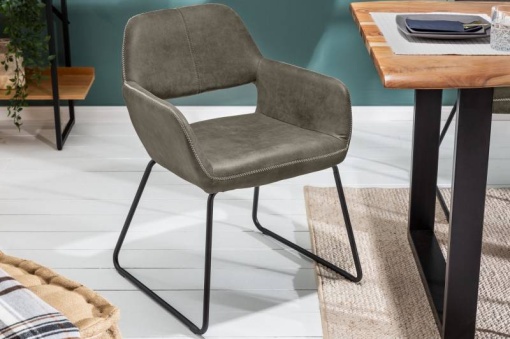 SCAUN DINING, MUSTANG , COD 40420, TAUPE, MICROFIBRA, DESIGN RETRO