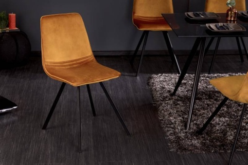 SET 4 SCAUNE, AMSTERDAM, CATIFEA, GALBEN MUSTAR, COD 41318, DESIGN RETRO VINTAGE