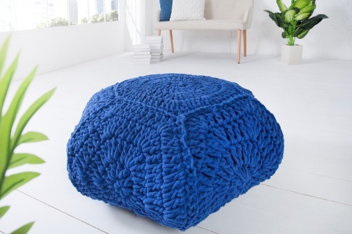 TABURET ALBASTRU INCHIS DIN BUMBAC TRICOTAT MANUAL COSY IV 37755