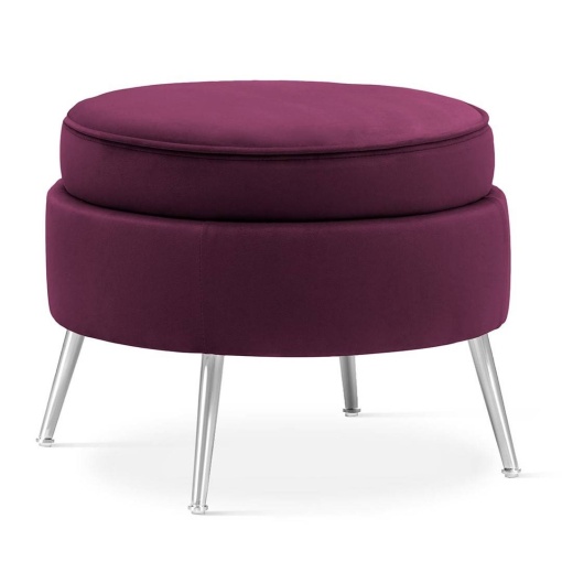TABURET MUSZELKA, BORDO/CROM, DESIGN MODERN, ATR