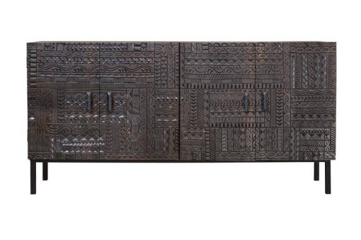 BUFET HIEROGLYPH 180CM, MARO/NEGRU, DIN LEMN MASIV DE MANGO, GINER Y COLOMER