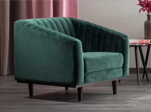 FOTOLIU ASPREY 1 BLUVEL 78, VERDE INCHIS/LEMN, TAPITAT IN STOFA/CATIFEA, STIL MODERN, SIGNAL