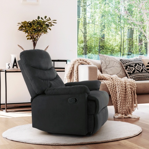 FOTOLIU LAMBERT, REGLABIL CU FUNCTIE MASAJ, NEGRU, DIN TEXTIL MICROFIBRA SI OTEL, STIL MODERN, TK