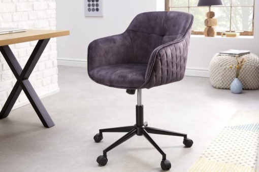 SCAUN BIROU AJUSTABIL, EUPHORIA, COD 40865, DIN METAL SI CATIFEA GRI INCHIS