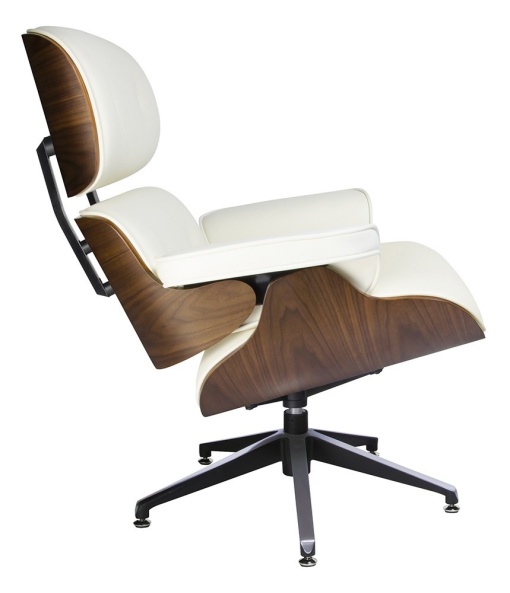 SCAUN DE BIROU LOUNGE BUSINESS, ALB/NUC, PIELE NATURALA SI LEMN DE NUC, STIL MODERN, B2