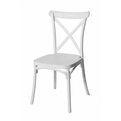 SCAUN DINING BOHO, ALB, STIL CLASIC