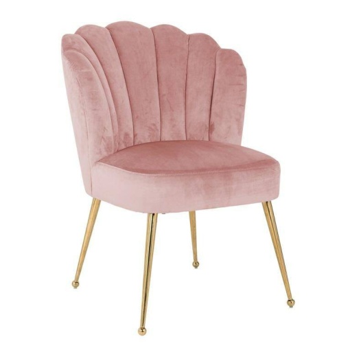 SCAUN DINING PIPPA, ROZ PUDRA/AURIU, DIN CATIFEA SI METAL, STIL MODERN B2