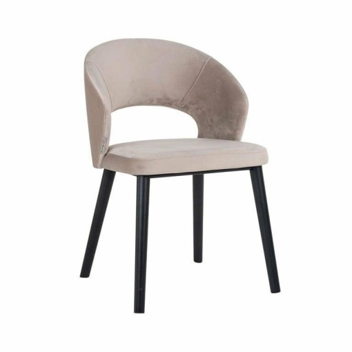 SCAUN DINING SAVOY, KHAKI/NEGRU, TAPITERIE DIN CATIFEA SI PICIOARE DE LEMN, STIL MODERN B2