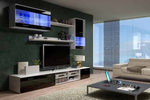 ANSAMBLU TV CU LEDURI BETA II ALB/NEGRU DESIGN MODERN