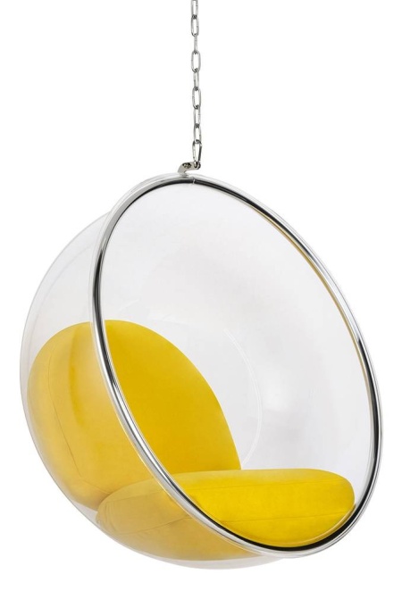FOTOLIU SUSPENDAT BUBBLE, GALBEN/TRANSPARENT/CROM, DIN ACRIL SI CASMIR, STIL MODERN, B2