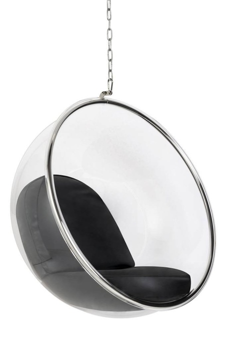 FOTOLIU SUSPENDAT BUBBLE, NEGRU/TRANSPARENT/CROM, DIN ACRIL SI PIELE ECOLOGICA, STIL MODERN, B2