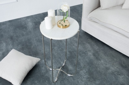 MASUTA DE CAFEA ALB/ARGINTIU NOBLE 38013 - DESIGN MODERN