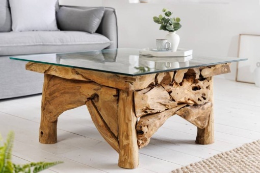 MASUTA DE CAFEA, RIVERSIDE 80CM, LEMN SI STICLA, COD 43199, MODEL DEOSEBIT