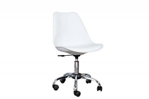 SCAUN DE BIROU, SCANDINAVIA, ALB/CROM, COD 37770, DESIGN SCANDINAV
