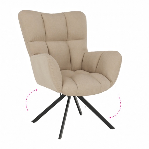SCAUN DE DESIGN KOMODO, BEJ/NEGRU, DIN TESATURA SI METAL, STIL MODERN, TK