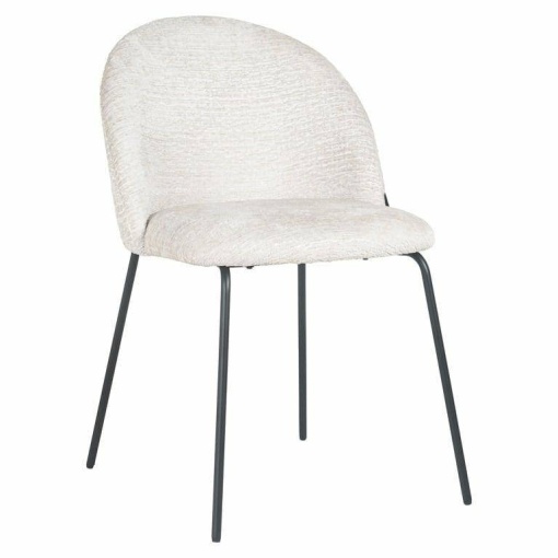 SCAUN DINING ALYSSA, ALB/NEGRU, TAPITERIE DIN TEXTIL SI PICIOARE DIN METAL, STIL MODERN B2