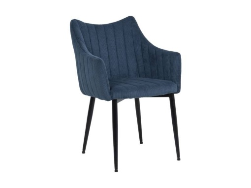 SCAUN DINING MONTE, BLEUMARIN 86/NEGRU MAT, TAPITERIE DIN CATIFEA FJORD SI PICIOARE DIN METAL, STIL MODERN