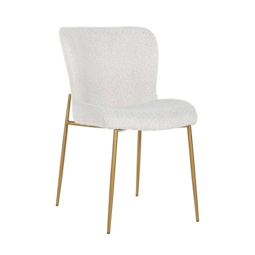SCAUN DINING ODESSA, ALB/AURIU, DIN TEXTIL PLUSAT SI METAL, STIL MODERN B2