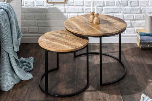 SET 2 MASUTE DE CAFEA, ELEMENTS, COD 39656, METAL SI LEMN, STIL INDUSTRIAL