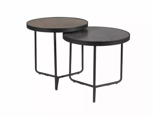 SET 2 MASUTE DE CAFEA PENELOPE, 50 CM, EFECT DE PIATRA MARO/GRI/NEGRU, BLAT DIN STICLA SECURIZATA SI CADRU DIN METAL, STIL MODERN