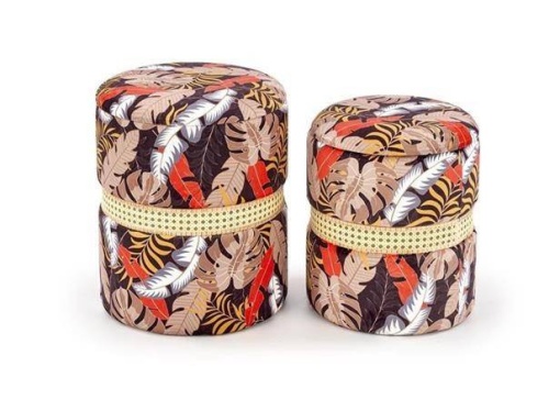 SET DE 2 PUFURI KENYA,CU FUNCTIE DE CONTAINER, STIL MODERN, HALMAR