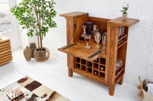 BAR DIN LEMN MASIV, MAKASSAR SHEESHAM 100CM, COD 15524 DESIGN VINTAGE