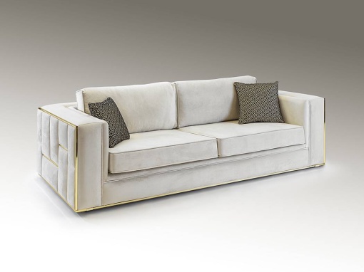 CANAPEA DE LUX, BERLIN, 9031012, 3 LOCURI, ALB/AURIU, DESIGN MODERN