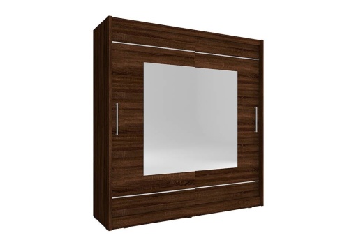 DULAP DORMITOR CU OGLINDA MAJA IX 200 STEJAR SONOMA CIOCOLATIU DESIGN MODERN PSK