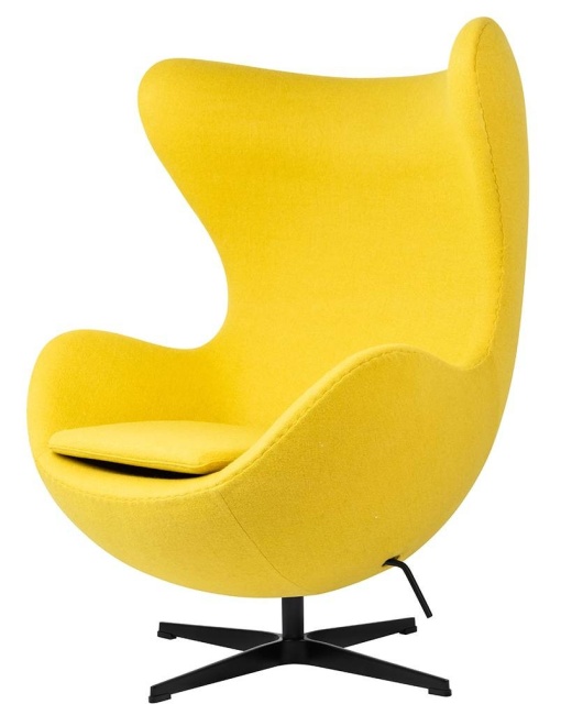 FOTOLIU CONFORTABIL EGG CLASSIC, GALBEN MUSTAR 21/NEGRU, DIN CASMIR SI METAL, STIL MODERN B2
