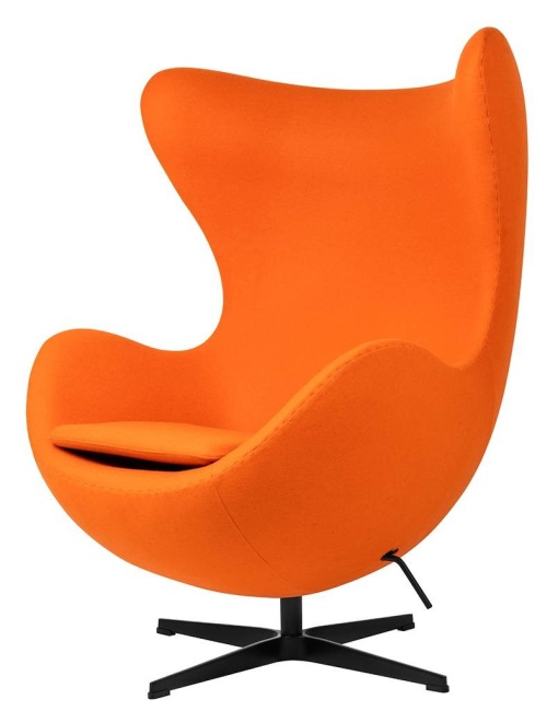 FOTOLIU CONFORTABIL EGG CLASSIC, PORTOCALIU 38/NEGRU, DIN CASMIR SI METAL, STIL MODERN B2
