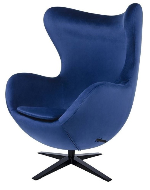 FOTOLIU CONFORTABIL EGG SZEROKI VELVET, ALBASTRU INCHIS 49/NEGRU, DIN CATIFEA SI METAL, STIL MODERN B2