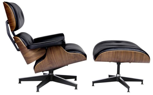 FOTOLIU EXCLUSIVIST CU TABURET, LOUNGE HM PREMIUM SZEROKI, NEGRU/NUC, PIELE NATURALA SI LEMN DE NUC, STIL MODERN, B2