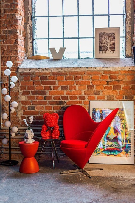 FOTOLIU EXCLUSIVIST SERCE, ROSU/CROM, TAPITERIE DIN CASMIR, STIL MODERN B2