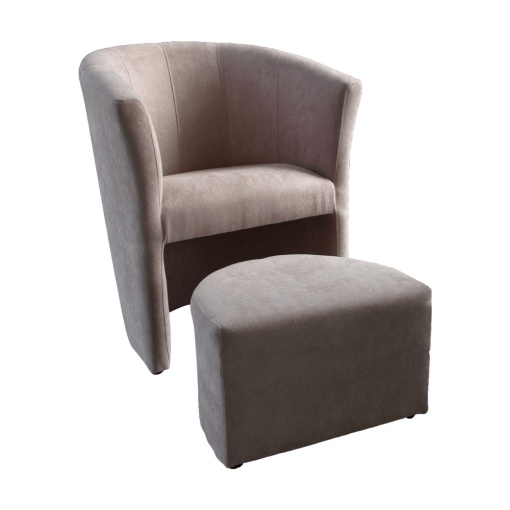 FOTOLIU ROSE, DE CLUB CU TABURET, ROZ PUDRA, DIN TEXTIL, STIL MODERN, TK
