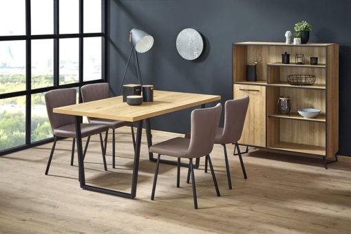 MASA DINING, ULRICH 160CM STEJAR AURIU/NEGRU, STIL VINTAGE HALMAR