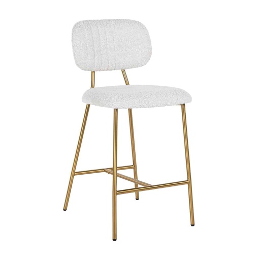 SCAUN DE BAR XENIA WHITE BOUCLÉ 65 ALB/AURIU, CU TAPITERIE DIN TEXTIL, B2