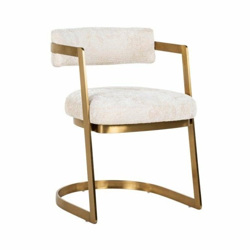 SCAUN DINING JORDAN, ALB/AURIU, TAPITERIE DIN TESATURA CHENILLE SI PICIOARE DIN METAL, STIL MODERN B2