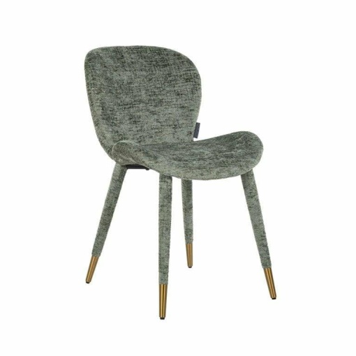 SCAUN DINING SARA, VERDE/AURIU, TAPITERIE DIN TEXTIL SI PICIOARE DIN METAL TAPITATE, STIL MODERN B2