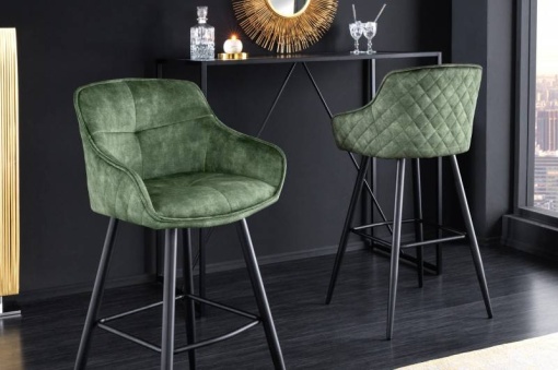 SET 2 SCAUNE EUPHORIA 100CM, PICIOARE DIN METAL SI MICROFIBRA FINA, COD 43688, CULOARE VERDE