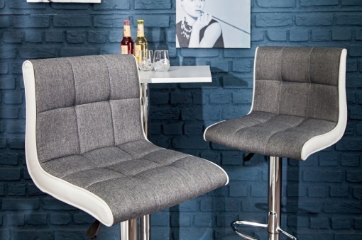 STOC!!! 2 BUCATI SCAUNE DE BAR 90/115CM, ALB/GRI, MODENA, COD 36829, DESIGN MODERN