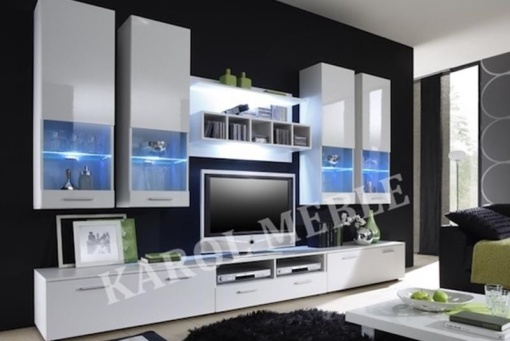 ANSAMBLU TV CU LEDURI ALFA II KM ALB HIGH GLOSS DESIGN MODERN
