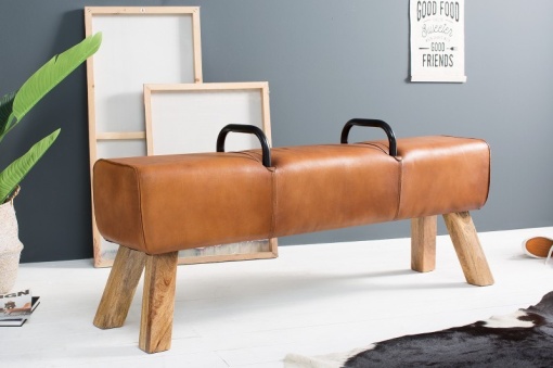 BANCUTA DIN PIELE NATURALA MARO/NATURAL BOCK 38481 - DESIGN VINTAGE