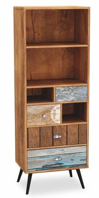 DULAP/ORGANIZATOR MEZO REG-1, 180X60 CM, MULTICOLOR, DIN PAL MELAMINAT SI METAL, STIL VINTAGE
