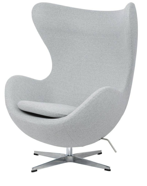 FOTOLIU CONFORTABIL EGG CLASSIC, GRI DESCHIS 17/CROM, DIN CASMIR SI METAL, STIL MODERN B2