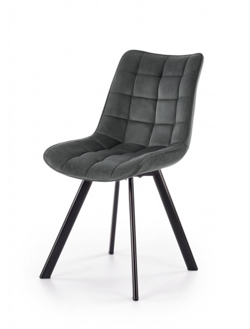 SCAUN DINING K332, GRI INCHIS/NEGRU, CU TAPITERIE DIN CATIFEA SI PICIOARE DIN METAL, STIL MODERN