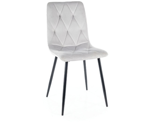 SCAUN DINING TOM, GRI DESCHIS BLUVEL 03/NEGRU MAT, TAPITERIE DIN CATIFEA SI PICIOARE DIN METAL, STIL MODERN