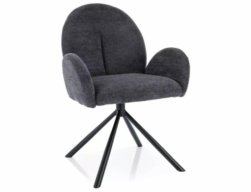 SCAUN PIVOTANT PLANET, GRI INCHIS 18/NEGRU MAT, TAPITERIE DIN STOFA RAVEN SI PICIOARE DIN METAL, STIL MODERN