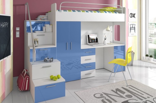 SISTEM MODULAR PENTRU CAMERA COPII ALBASTRU RAJ4 KM DESIGN MODERN
