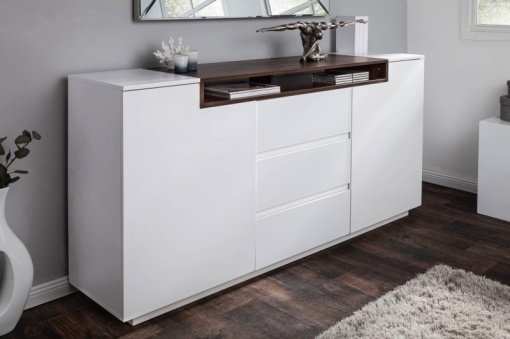 COMODA ALB/NUC LOFT 39452 - 180 CM DIN MDF SI METAL STIL MODERN